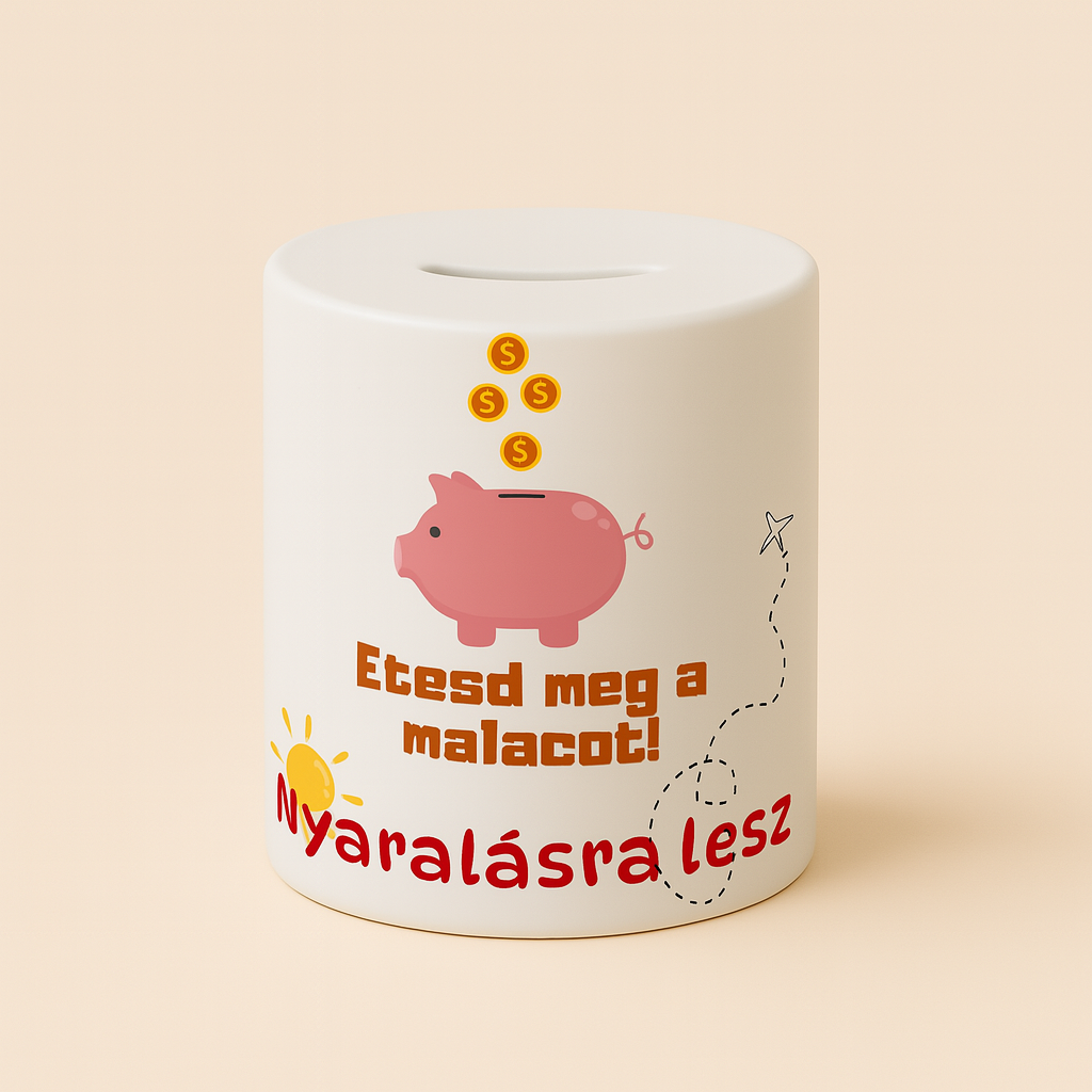Egyedi persely – "Etesd meg a malacot! Nyaralásra lesz"